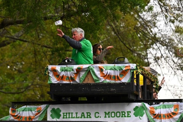 Hillar Moore, Baton Rouge DA, waving to the crowd at the 2023 parade