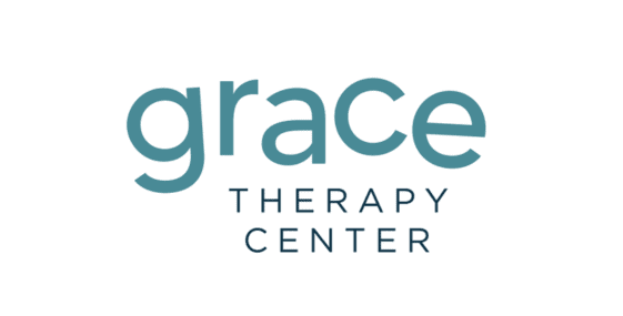 The image shows the logo for Grace Therapy Center, with "grace" in large lowercase letters and "THERAPY CENTER" in smaller uppercase letters beneath it, welcoming you to a place that feels like home.