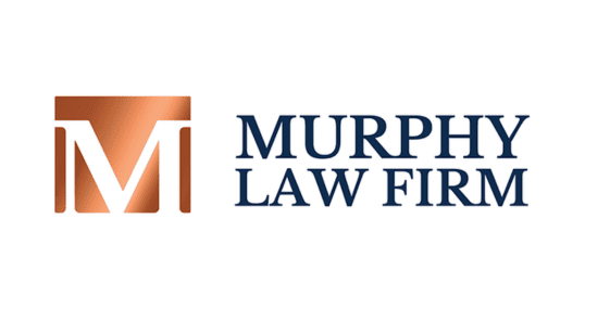 Logo of Murphy Law Firm featuring a stylized letter "M" in copper on the left, symbolizing trust and stability, and the firm’s name in dark blue text on the right, evoking a sense of home and security.