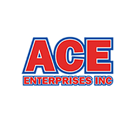 ACE Enterprises Inc. logo in bold red letters with a blue outline on a white background, highlighting our Official Partners.